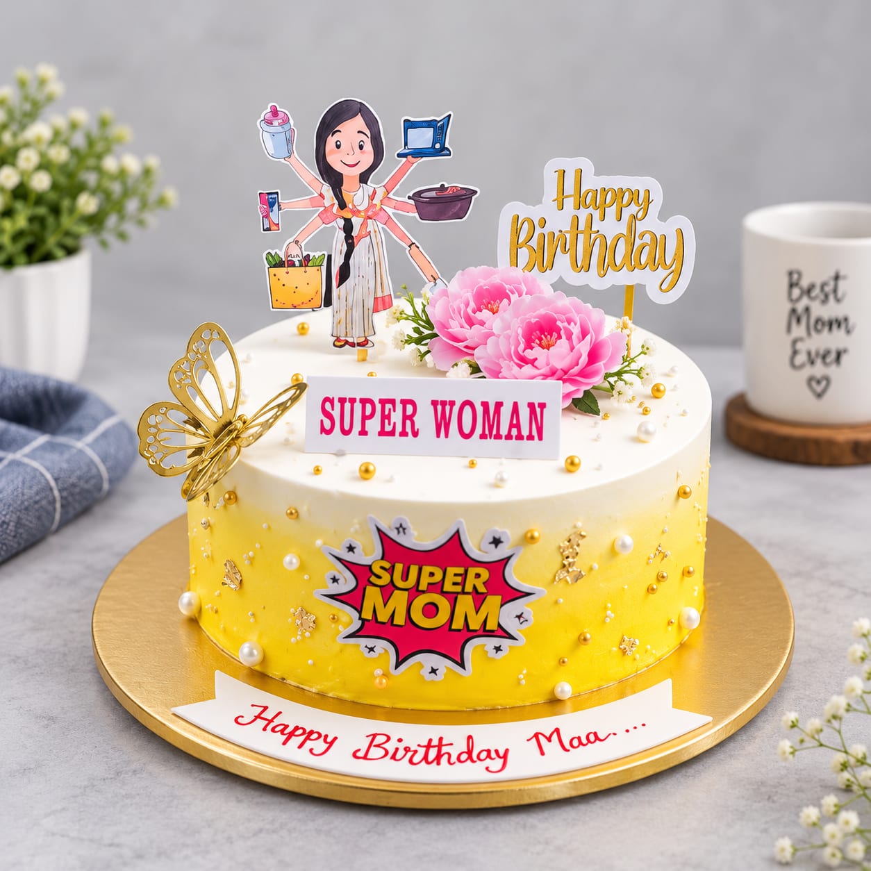 Super Mom Birthday Theme Cake