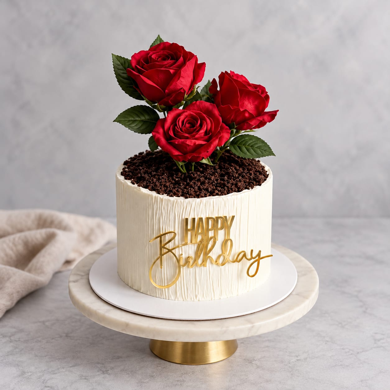 Red Rose Flower Pot Birthday Cake