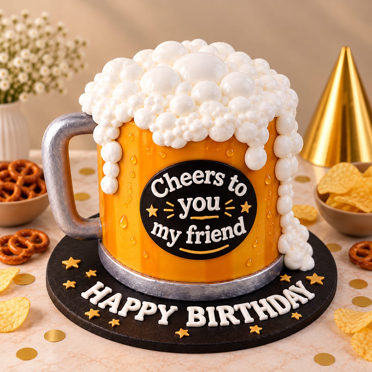 Beer Mug Theme Birthday Cake