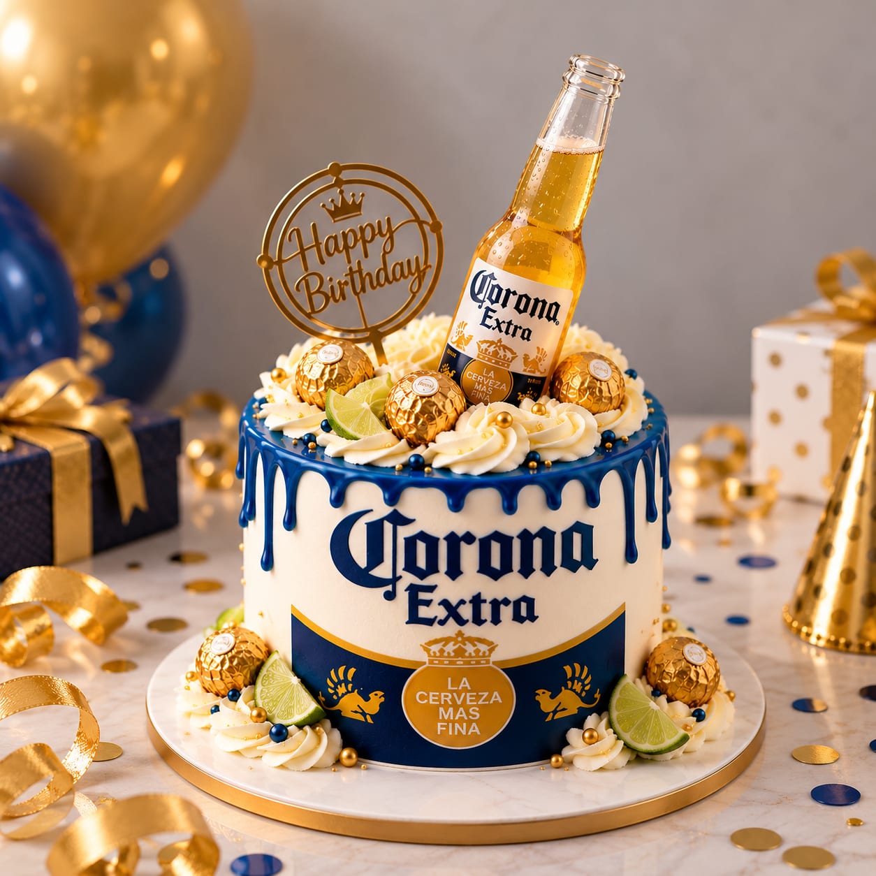 Corona Beer Theme Birthday Cake