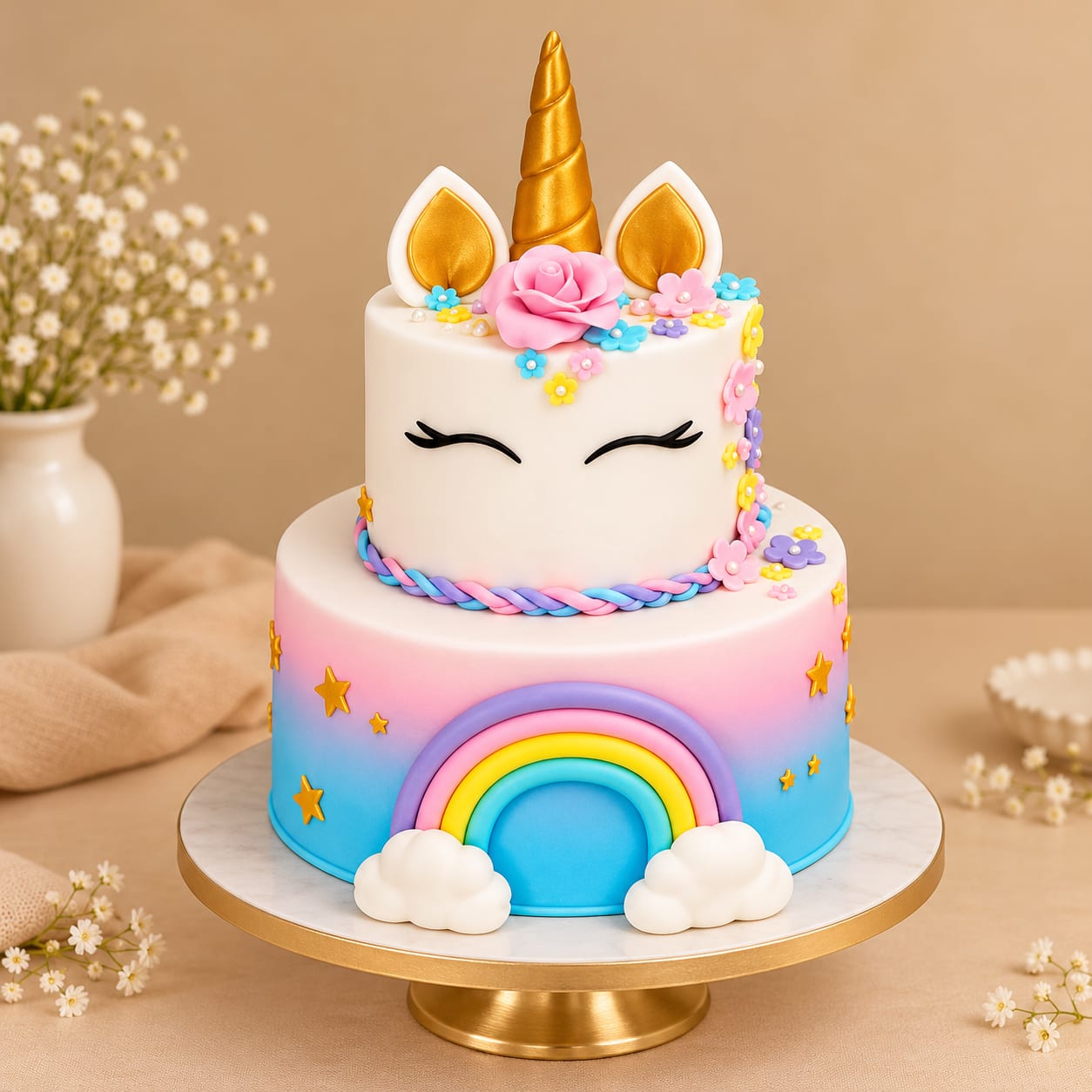 Rainbow Unicorn Birthday Cake