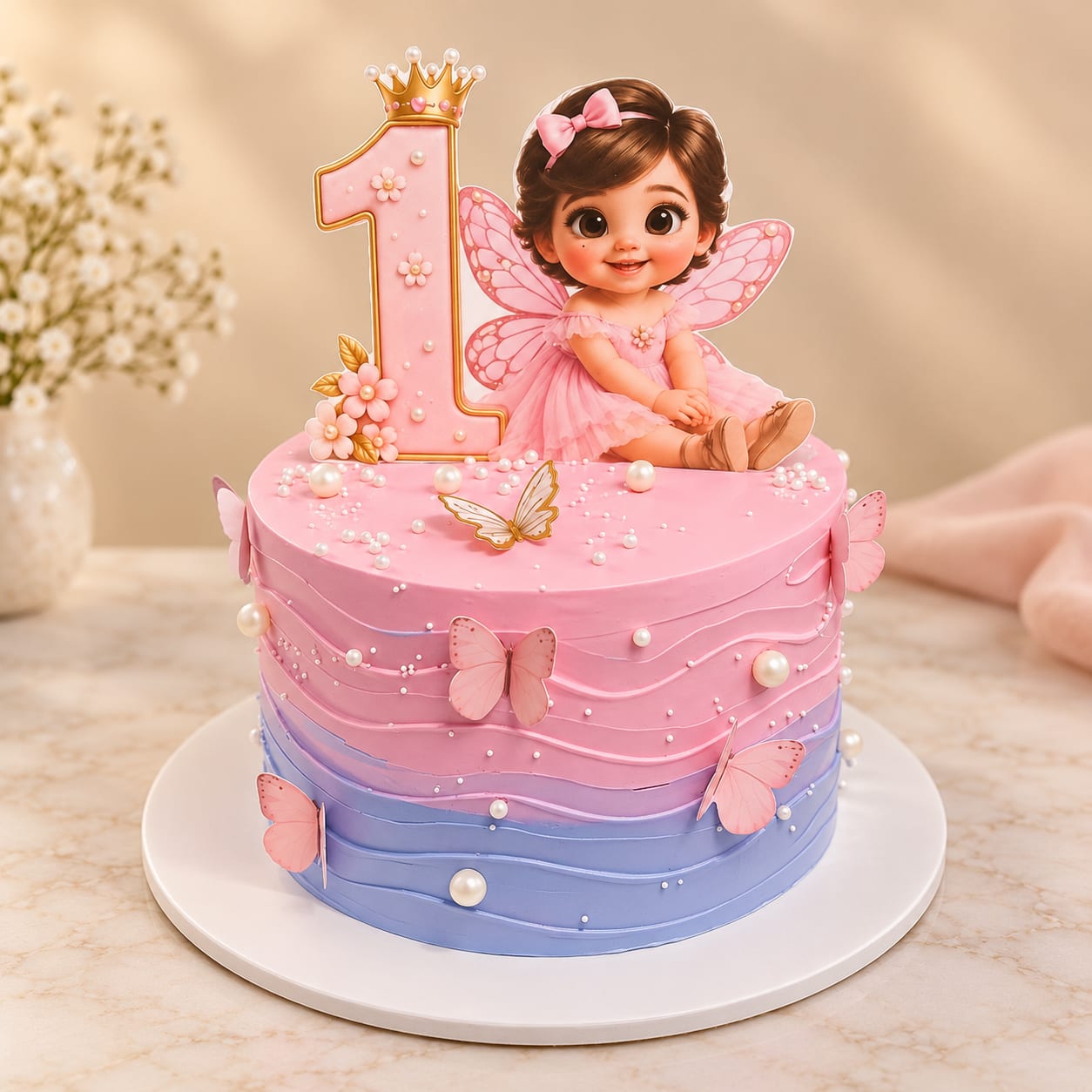 Pink Butterfly Birthday Cake