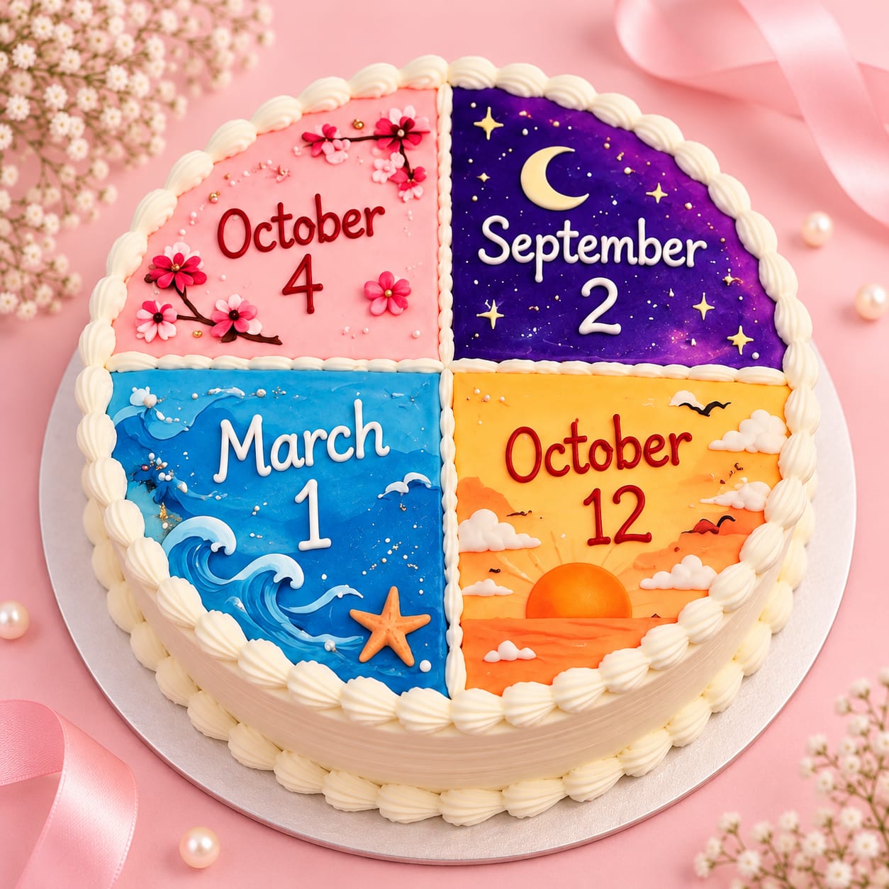 Four Dates Celebration Theme Cake