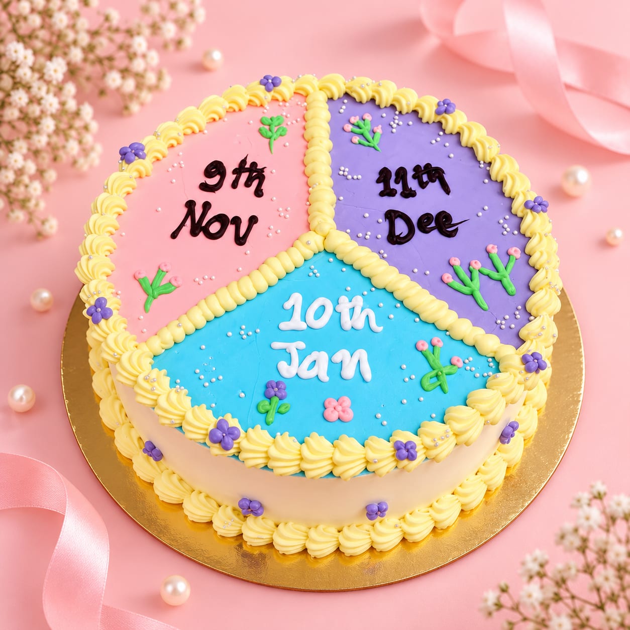 Three Dates Personalised Celebration Cake