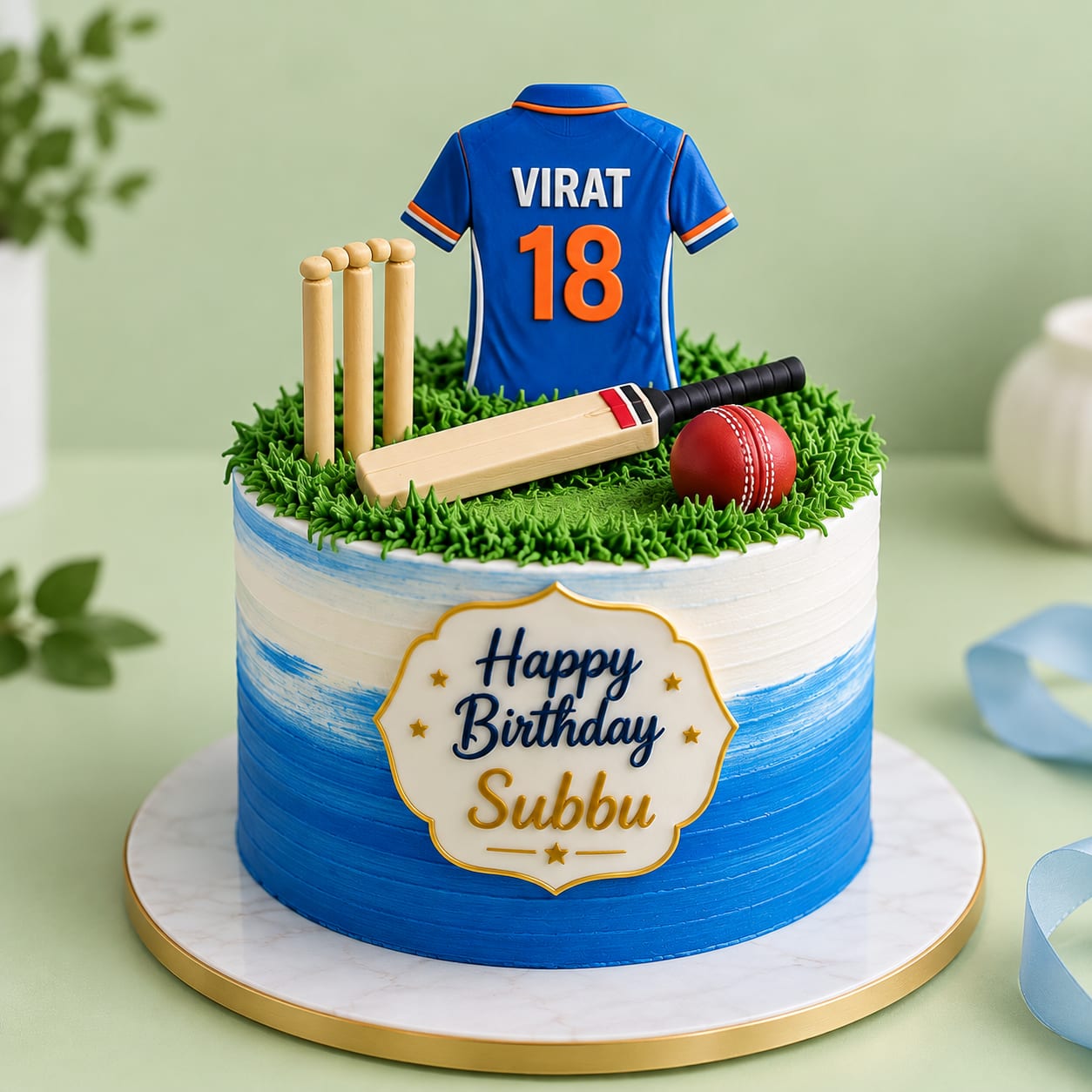Blue Jersey Cricket Birthday Cake
