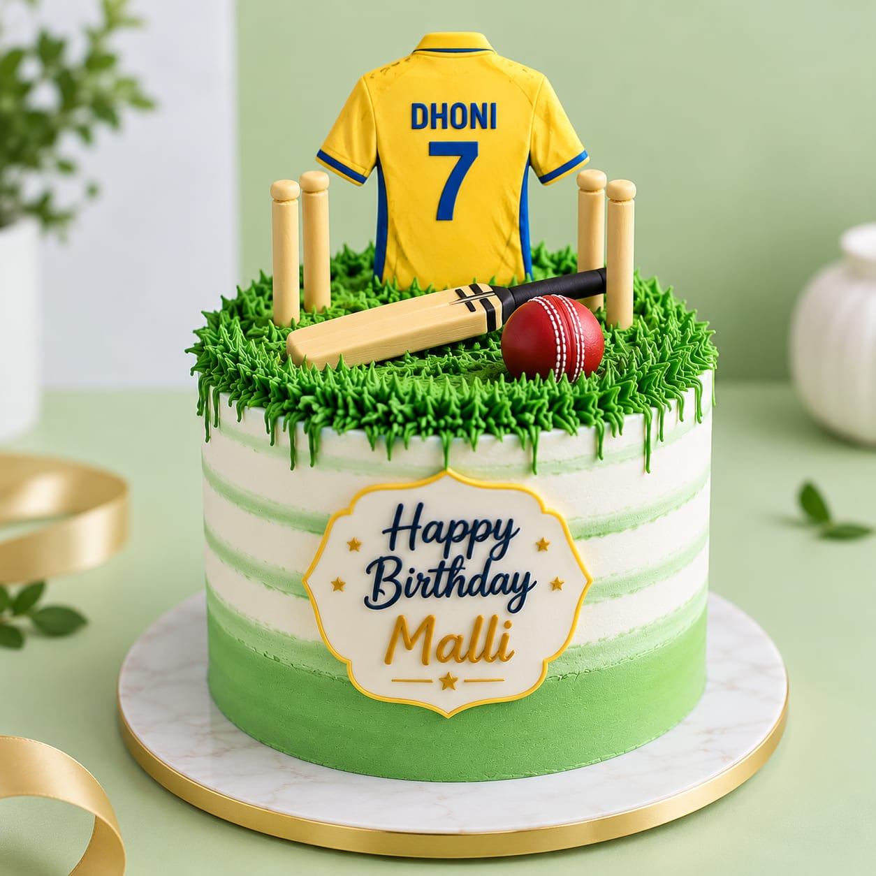 Yellow Jersey Cricket Birthday Cake
