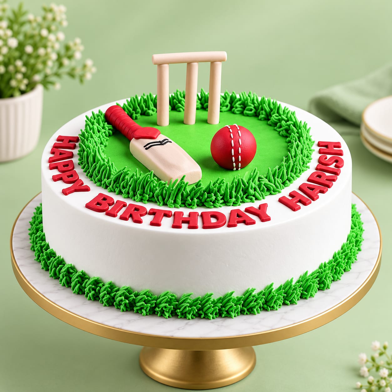 Cricket Bat and Ball Birthday Cake