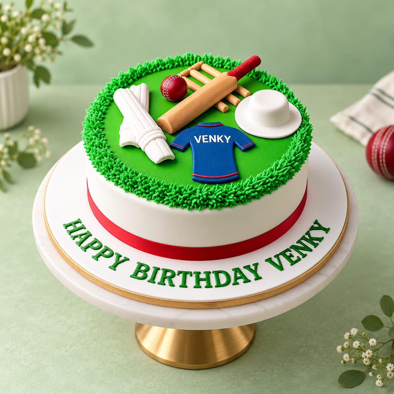 Cricket Kit Theme Birthday Cake
