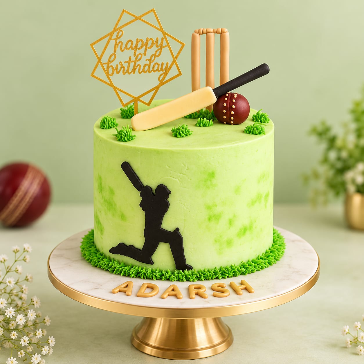 Cricket Batsman Birthday Cake