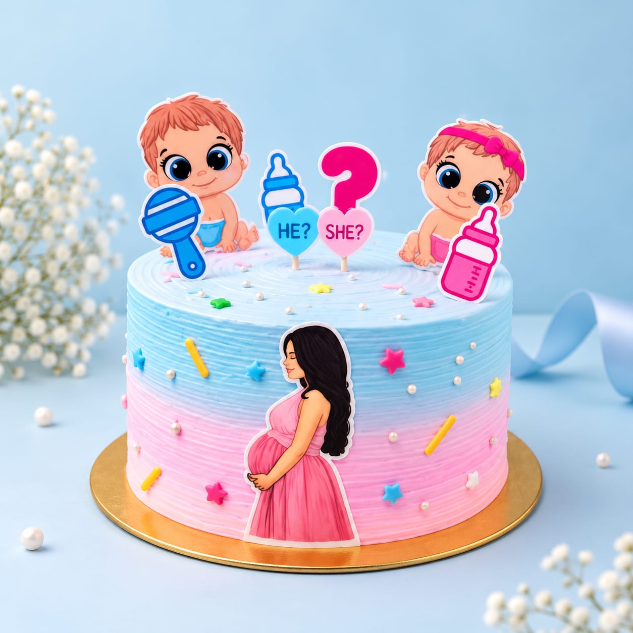 Baby Boy or Girl Gender Reveal Cake