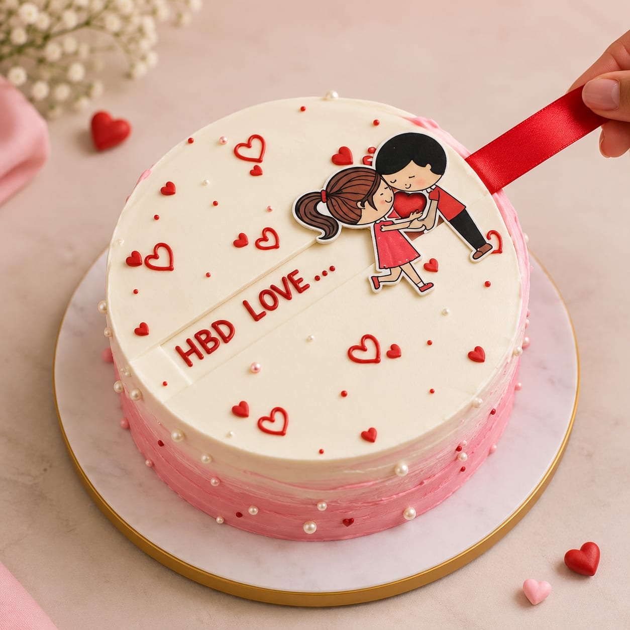Ribbon Pull Surprise Cake