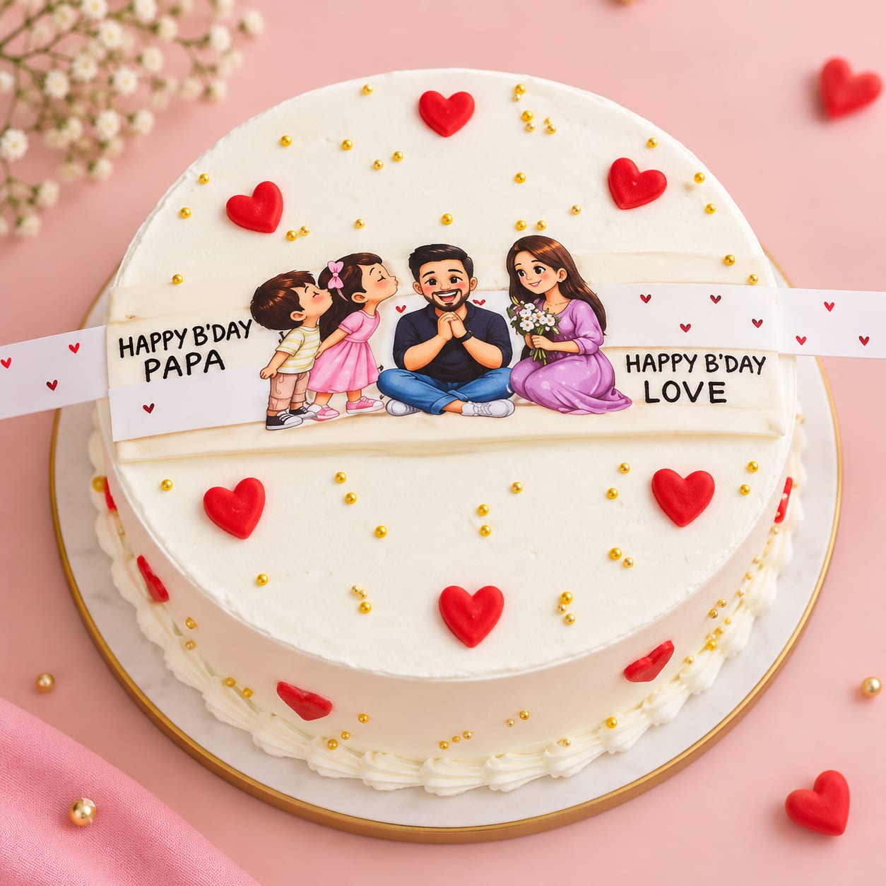 Family Ribbon Pull Surprise Cake