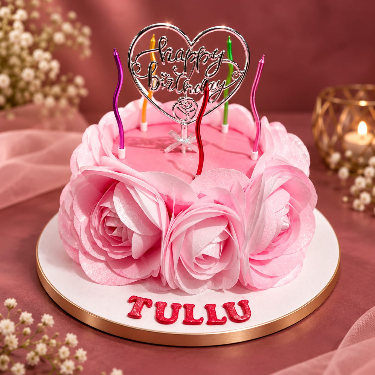 Pink Wafer Rose Cake