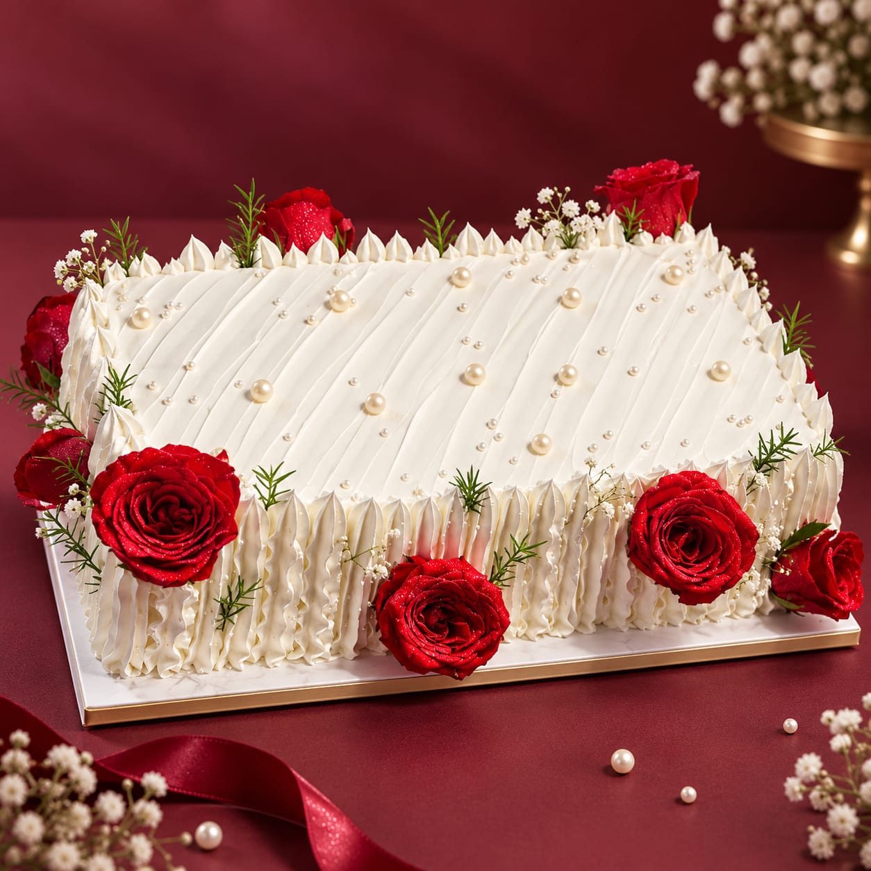Red Rose Floral Cake